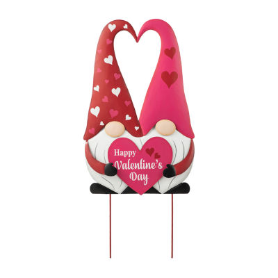 Glitzhome 30"H Valentine's Gnome Couple Stake Holiday Yard Art