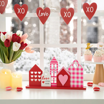 Glitzhome 16"L Valentine's House Tabletop Decor