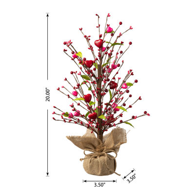 Glitzhome 20"H Valentine's Berry Heart Tree Tabletop Decor