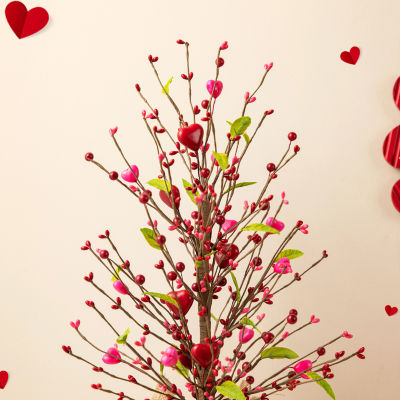 Glitzhome 20"H Valentine's Berry Heart Tree Tabletop Decor