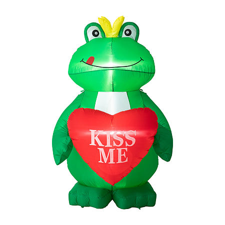 Glitzhome Lighted Valentine's Frog Lighted Outdoor Inflatable, One Size, Green