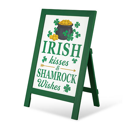 Glitzhome 24H St.Patrick's Wooden Porch Sign Holiday Yard Art, One Size, Green