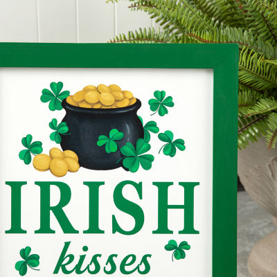 Glitzhome 24"H St.Patrick's Wooden Porch Sign Holiday Yard Art