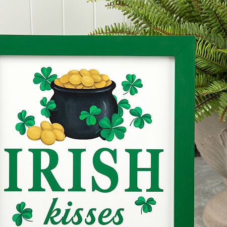 Glitzhome 24H St.Patrick's Wooden Porch Sign Holiday Yard Art, One Size, Green