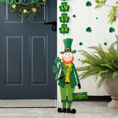 Glitzhome 36"H St.Patrick's Leprechaun Stake Holiday Yard Art