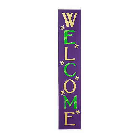 Glitzhome 42H Welcome Porch Sign Yard Art, One Size, Green