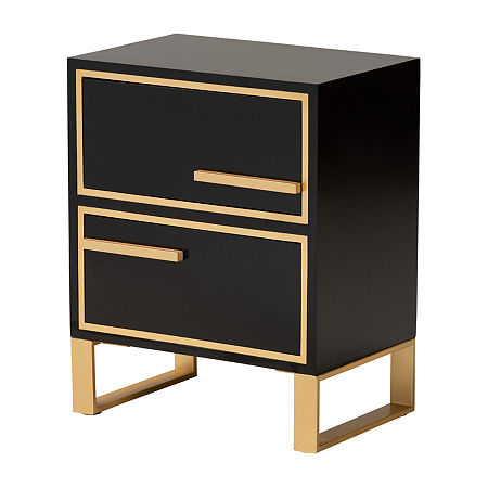 Giolla 2-Drawer Nightstand, One Size, Black -  Baxton Studio, 79049790026