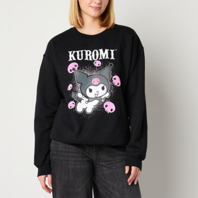 Juniors Kuromi Womens Crew Neck Long Sleeve Hello Kitty Sweatshirt
