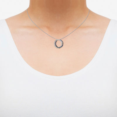 Womens 1/3 CT. T.W. Natural White Diamond 10K White Gold Circle Pendant Necklace
