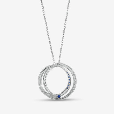 Womens 1/3 CT. T.W. Natural White Diamond 10K White Gold Circle Pendant Necklace