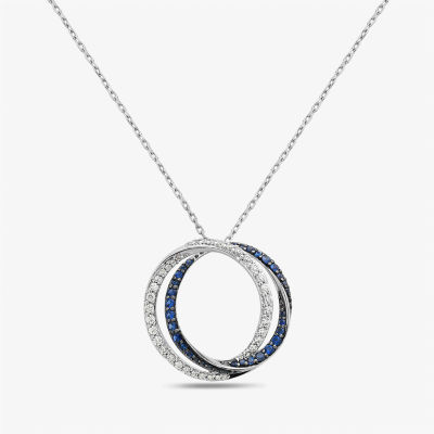 Womens 1/3 CT. T.W. Natural White Diamond 10K White Gold Circle Pendant Necklace