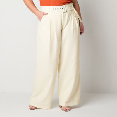 Worthington Plus Womens Mid Rise Wide Leg Pant