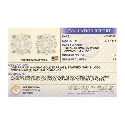 Premier Collection 1/2 CT. T.W. Round Natural Diamond Stud Earrings