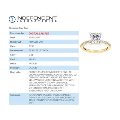 (G-H / Si1-Si2) Womens 2 1/4 CT. T.W. Lab Grown White Diamond 14K White Gold Side Stone Engagement Ring