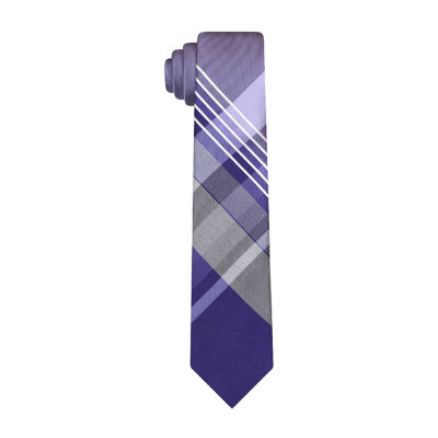 Van Heusen Stain Shield Purple Plaid Panel Tie