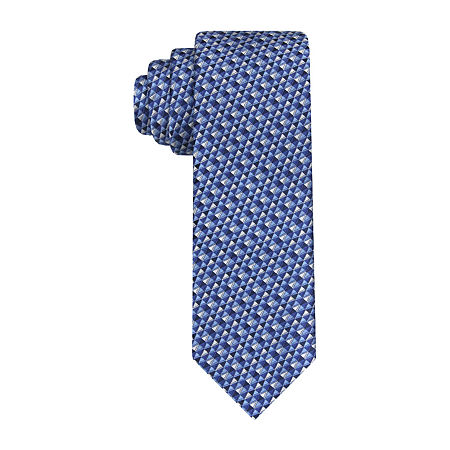 Van Heusen Stain Shield Navy Small Geometric Tie, One Size, Blue