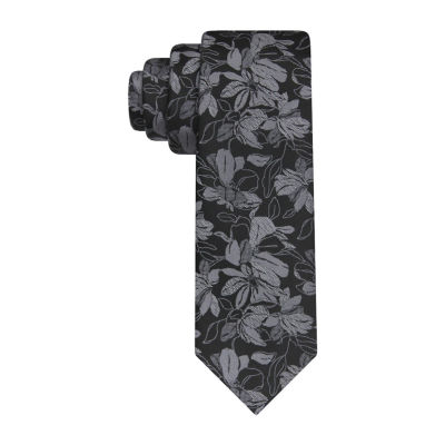Van Heusen Stain Shield Charcoal Floral Tie