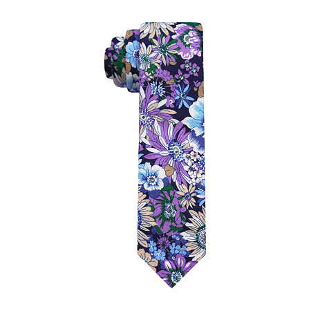 J. Ferrar Pop Floral Tie, One Size, Beige