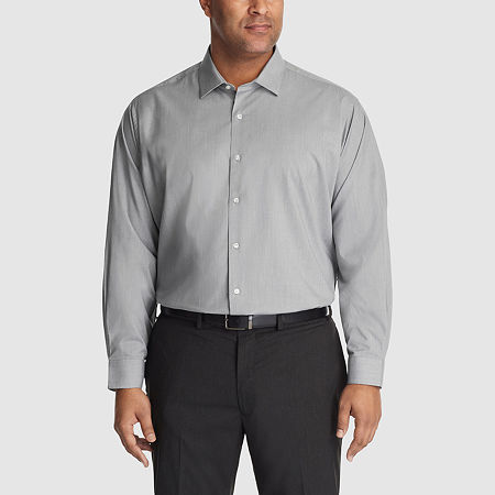 Van Heusen Comfort Performance Mens Classic Fit Stretch Fabric Wrinkle Free Long Sleeve Dress Shirt, 17.5 37-38, Gray