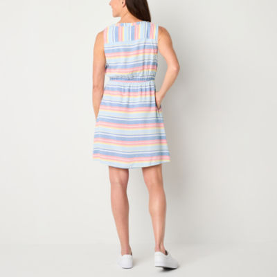 St. John's Bay Womens Sleeveless Striped Shift Dress