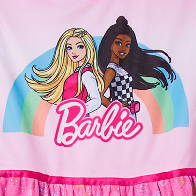 Little & Big Girls Barbie Round Neck Short Sleeve Nightgown