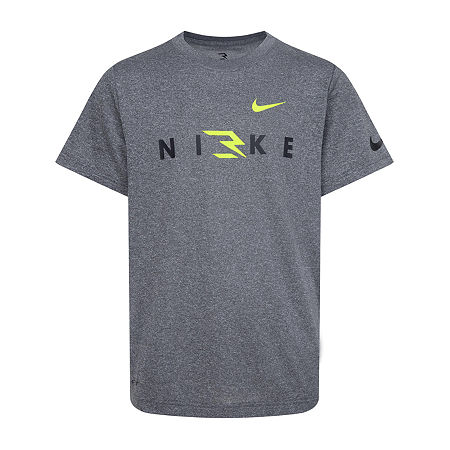 Nike 3BRAND by Russell Wilson Big Boys Dri-Fit Crew Neck Short Sleeve Graphic T-Shirt, Medium, Gray