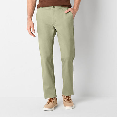 St. John's Bay Stretch Chino Mens Slim Fit Flat Front Pant, 38 32, Green