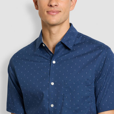 Van Heusen Slim Mens Fit Short Sleeve Dots Button-Down Shirt