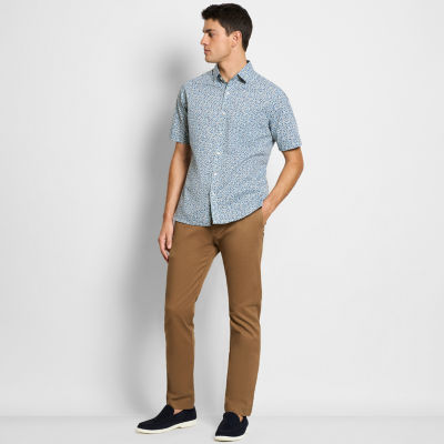 Van Heusen Slim Mens Fit Short Sleeve Confetti Button-Down Shirt