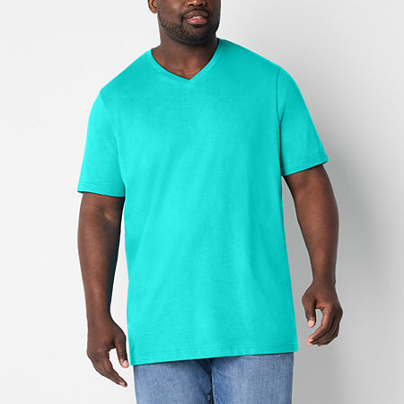 St. John's Bay Big and Tall Mens V Neck Short Sleeve T-Shirt, Large Tall, Blue