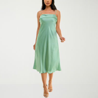 Premier Amour Satin Sleeveless Midi Sheath Dress