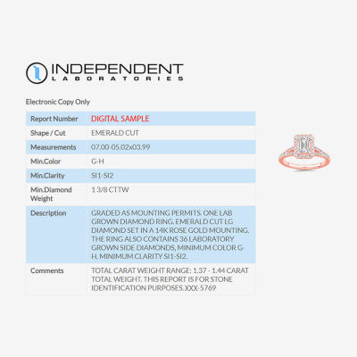 Signature By Modern Bride (G-H / Si1-Si2) Womens 1 3/8 CT. T.W. Lab Grown White Diamond 14K Gold Side Stone Engagement Ring