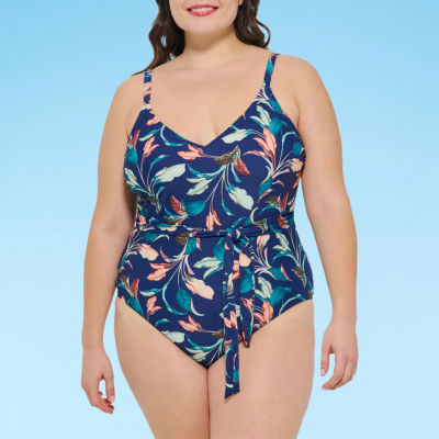 Mynah Womens Exotic Leaf One Piece Swimsuit Plus