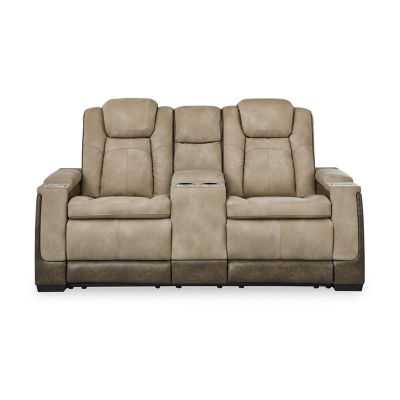 Signature Design By Ashley® Next-Gen DuraPella Dual Power Reclining Track Arm Loveseat with Console