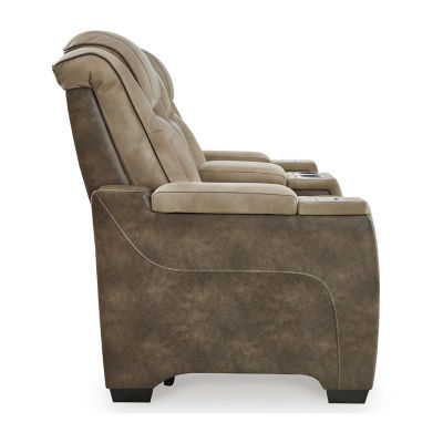 Signature Design By Ashley® Next-Gen DuraPella Dual Power Reclining Track Arm Loveseat with Console