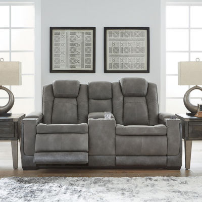 Signature Design By Ashley® Next-Gen DuraPella Dual Power Reclining Track Arm Loveseat with Console