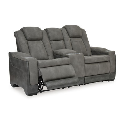 Signature Design By Ashley® Next-Gen DuraPella Dual Power Reclining Track Arm Loveseat with Console