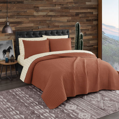 Frye and Co. Washed Channel Stitiched Solid Quilt Set