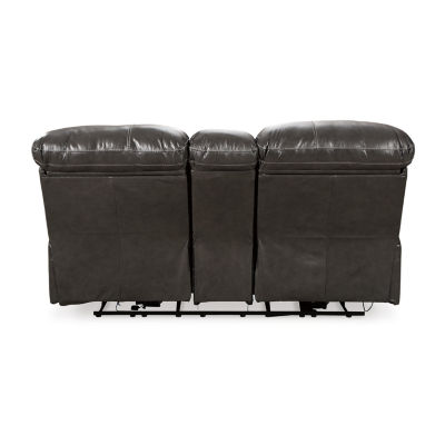 Signature Design By Ashley® Hallstrung Dual Power Leather Reclining Loveseat with Console