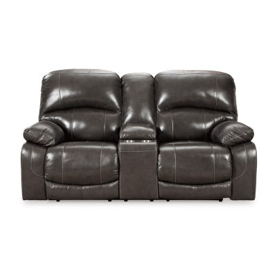 Signature Design By Ashley® Hallstrung Dual Power Leather Reclining Loveseat with Console