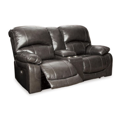 Signature Design By Ashley® Hallstrung Dual Power Leather Reclining Loveseat with Console