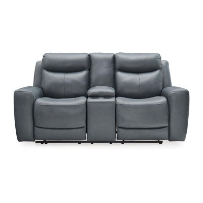 Signature Design By Ashley® Mindanao Dual Power Leather Reclining Loveseat with Console