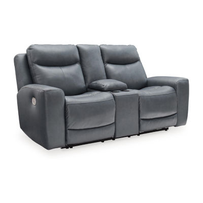 Signature Design By Ashley® Mindanao Dual Power Leather Reclining Loveseat with Console