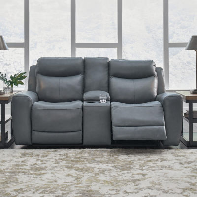 Signature Design By Ashley® Mindanao Dual Power Leather Reclining Loveseat with Console