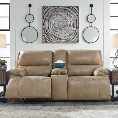 Signature Design By Ashley® Ricmen Dual Power Leather Reclining Loveseat with Console