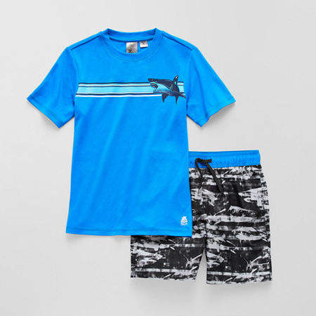 ZeroXposur Boys Rash Guard Set, Small (8), Blue