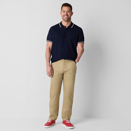 St. John's Bay Dexterity Stretch Chino Mens Adaptive Adjustable Features Easy-on + Easy-off Straight Straight Fit Flat Front Pant, 40 32, Beige