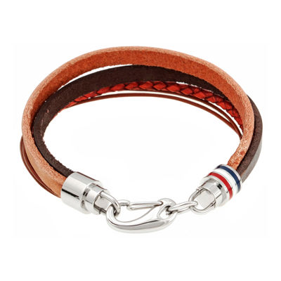 Mens Brown Leather with Stainless Steel Bracelet