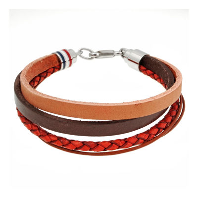 Mens Brown Leather with Stainless Steel Bracelet