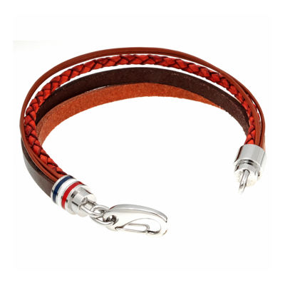 Mens Brown Leather with Stainless Steel Bracelet